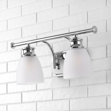 Beverly Metal/Glass Contemporary Modern LED Vanity Light - JONATHAN Y